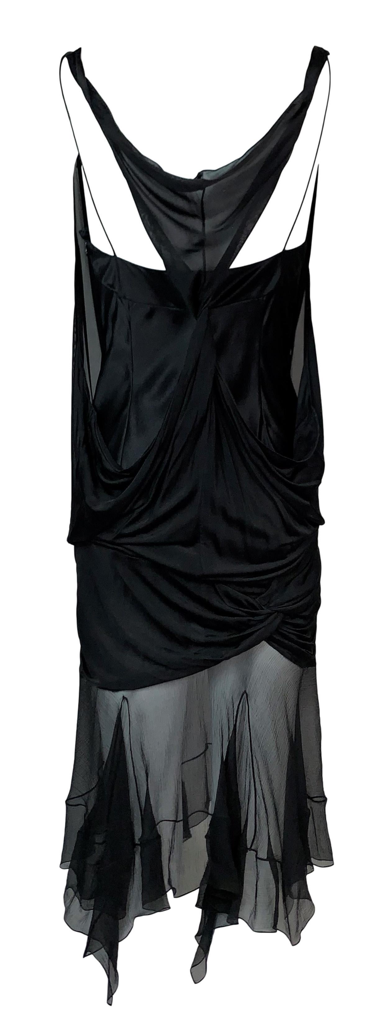 S/S 2004 Christian Dior John Galliano Black 20's Style Drop Waist Silk Dress In Good Condition In Yukon, OK