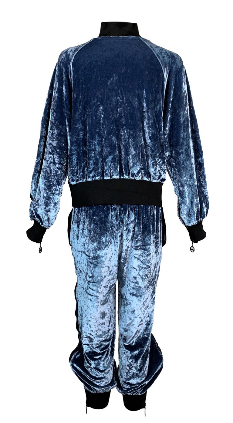 S/S 2004 Christian Dior John Galliano Blue Velvet Jacket and Pants ...