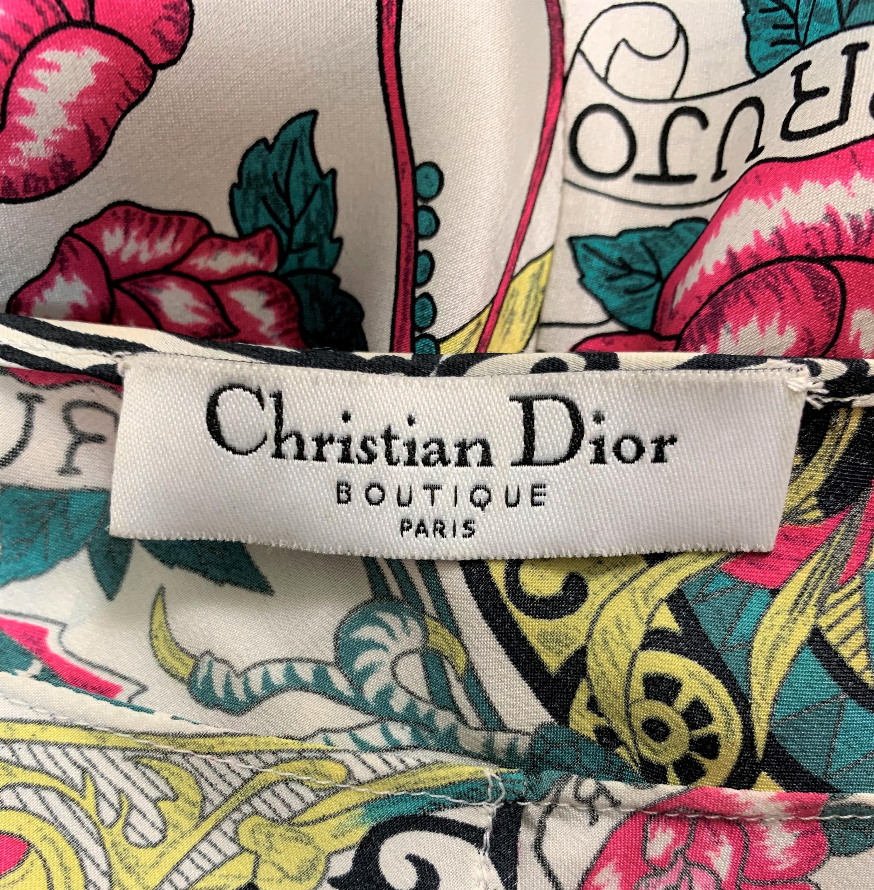 S/S 2004 Christian Dior John Galliano Silk Tattoo Slip Dress In Excellent Condition In Yukon, OK
