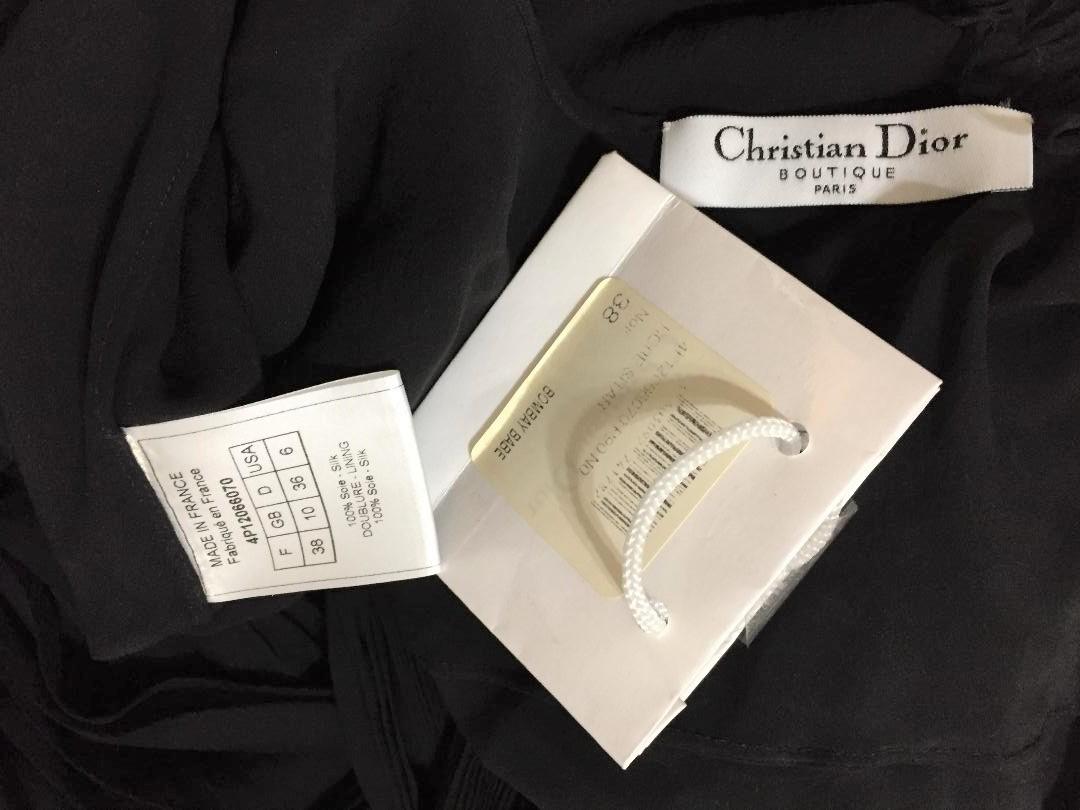 S/S 2004 Christian Dior Unworn Sheer Black 20's Flapper Drop Waist Gown Dress 1
