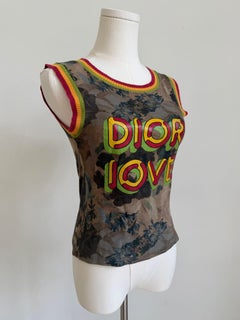 S/S 2004 “Dior Love” Camouflage Rasta Tank Top