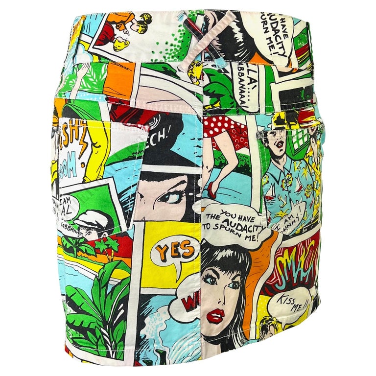 Pantalon Vintage Dolce & Gabbana Imprimé Comic Strip Pop Art Multicolore - Taille 42, Occasion Très Bon état