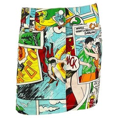 Mini Gonna P/E 2004 Dolce & Gabbana Logo Fumetto Stampa Pop Art Multicolor