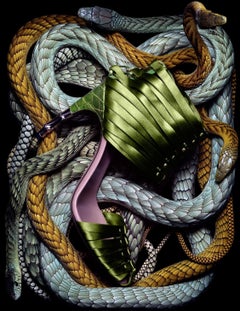 S/S 2004 Gucci by Tom Ford Ad Green Satin Strap Lace-Up Crocodile Heels Size 5 B