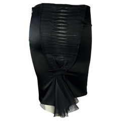 S/S 2004 Gucci by Tom Ford Black Pleated Sheer Tapered Stretch Wiggle Skirt