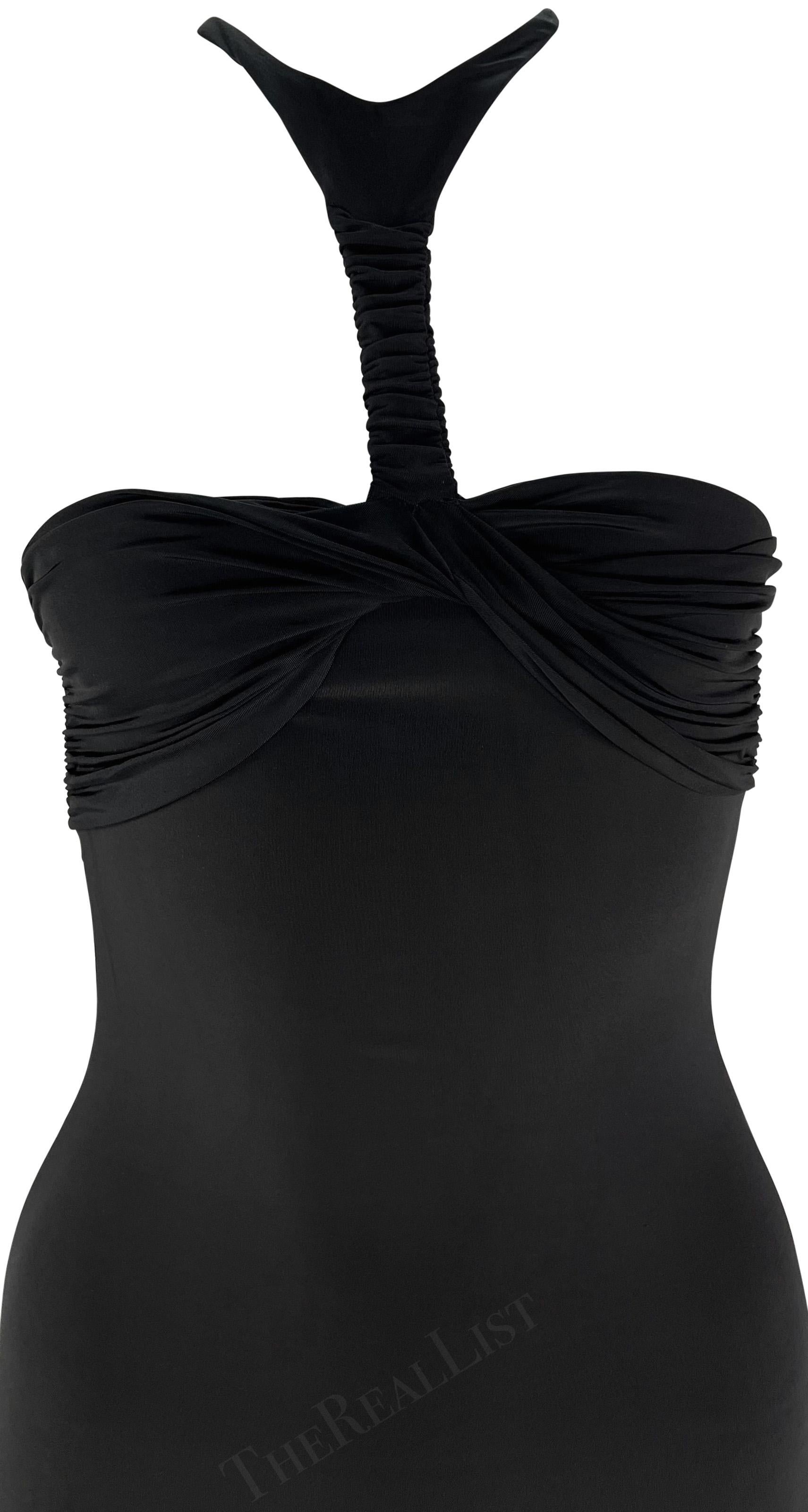 S/S 2004 Tom Ford Gucci by Tom Ford Mini robe bustier stretch dos nu à découpes torsadées, noir en vente 1