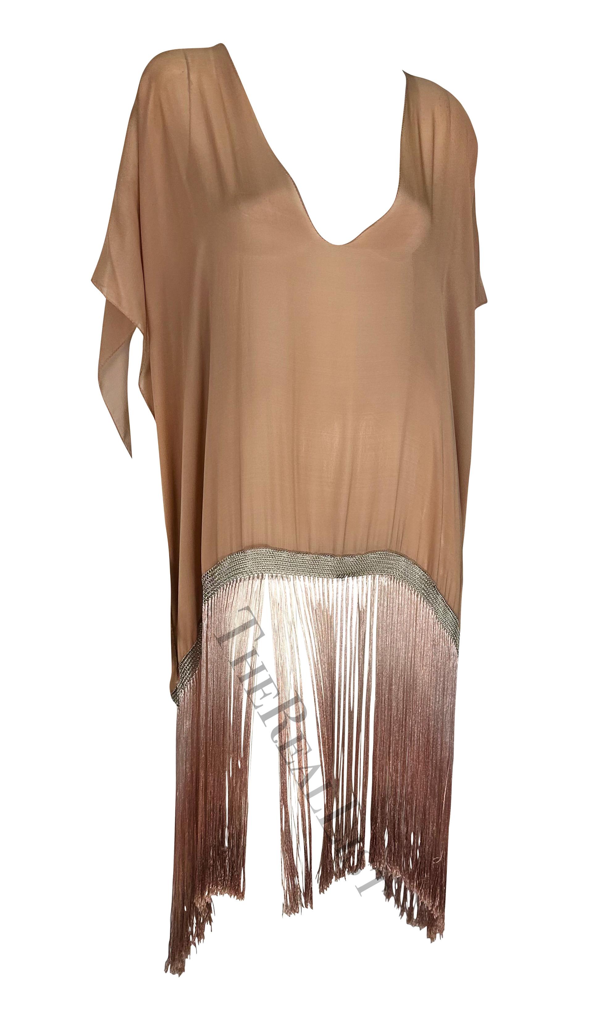 S/S 2004 Gucci by Tom Ford Chain Link Peach Ombré Fringe Kaftan Cover Up  6