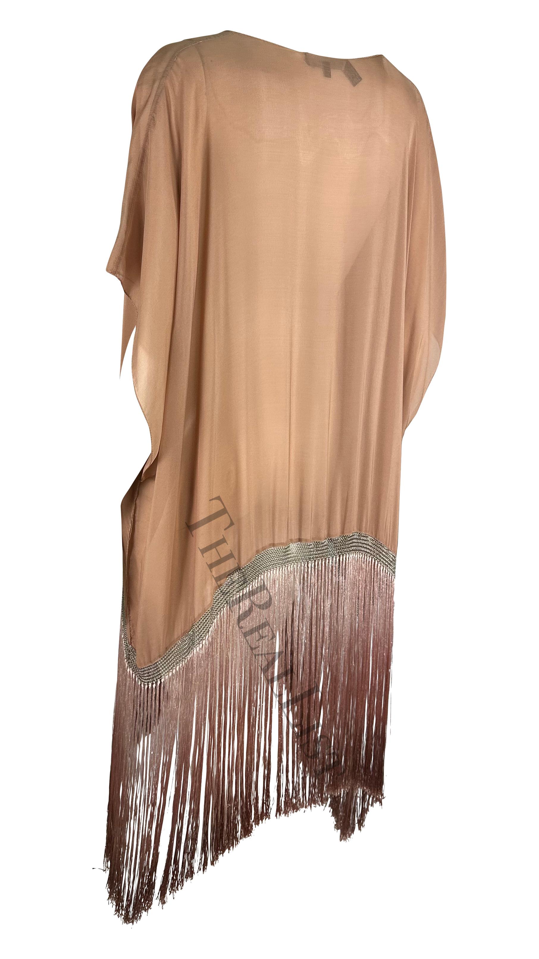 S/S 2004 Gucci by Tom Ford Chain Link Peach Ombré Fringe Kaftan Cover Up  1