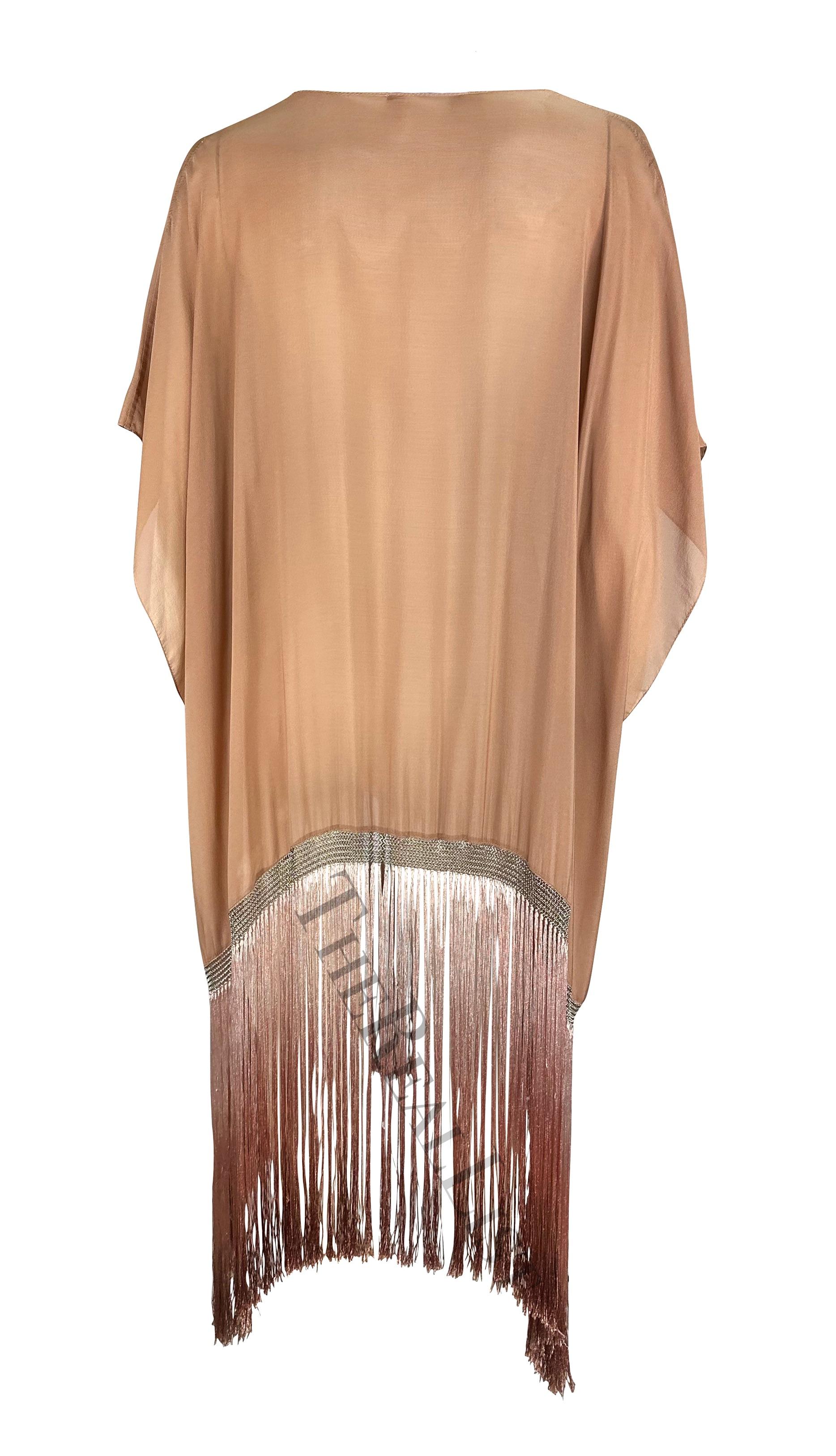 S/S 2004 Gucci by Tom Ford Chain Link Peach Ombré Fringe Kaftan Cover Up  3