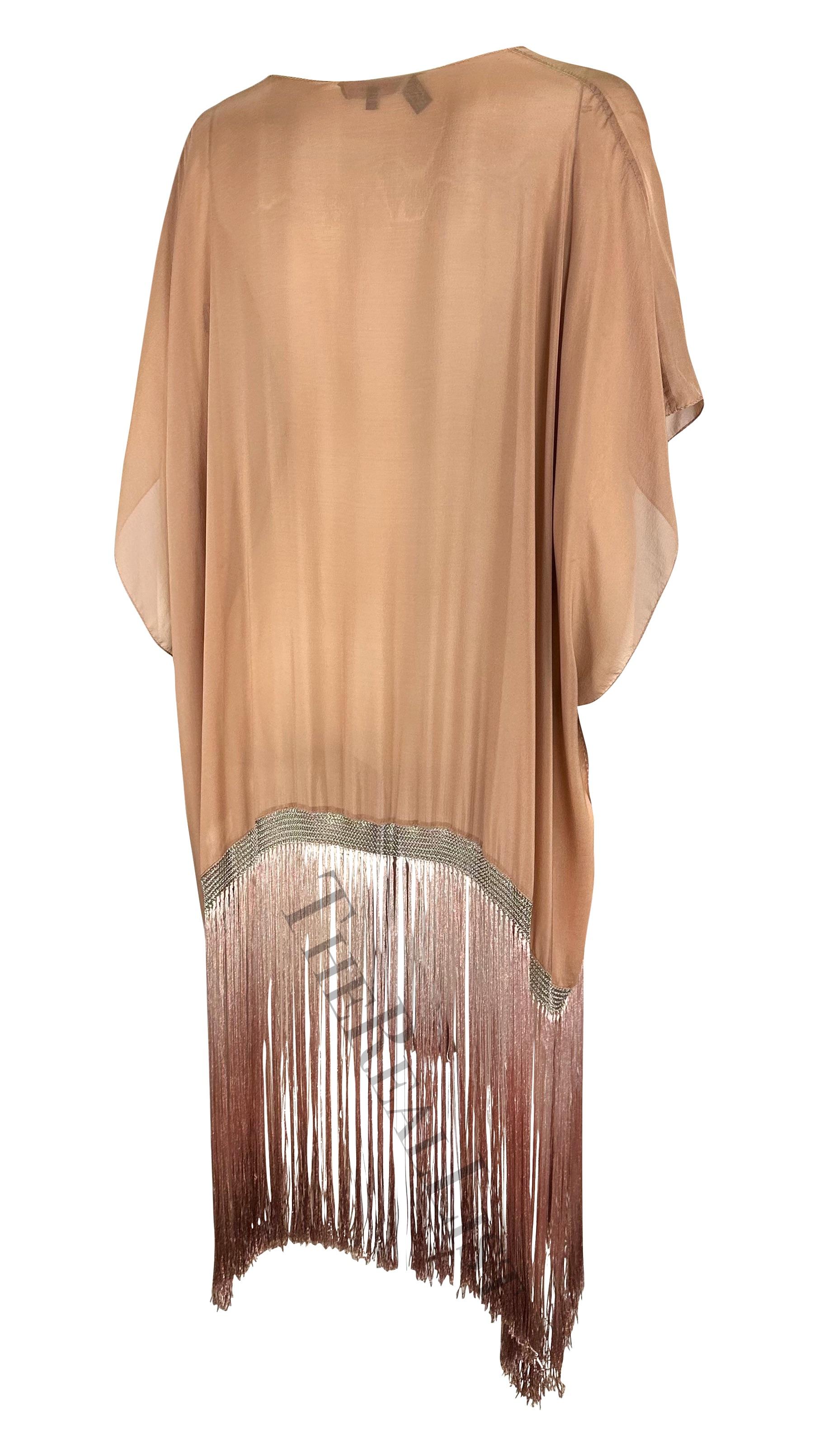 S/S 2004 Gucci by Tom Ford Chain Link Peach Ombré Fringe Kaftan Cover Up  5