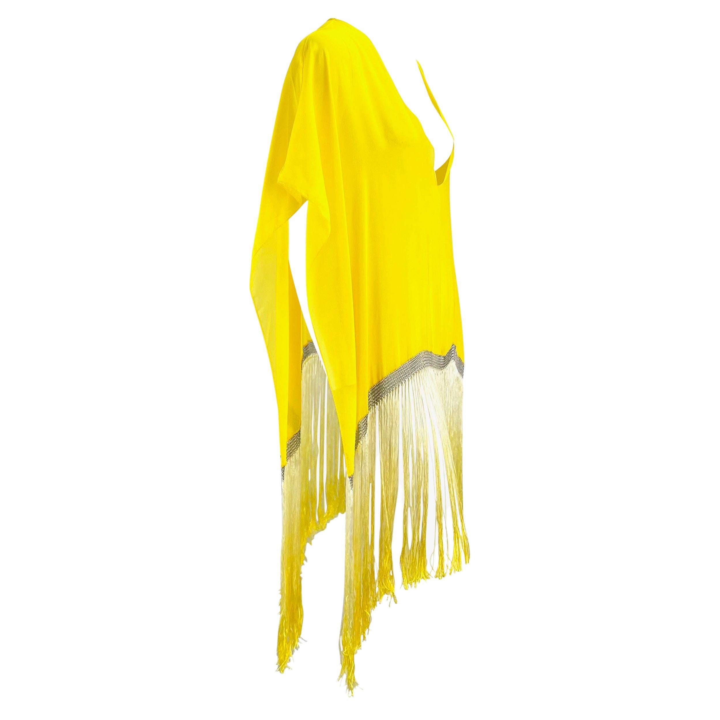 S/S 2004 Gucci by Tom Ford Chain Link Yellow Ombré Fringe Kaftan Cover Up NWT For Sale 5