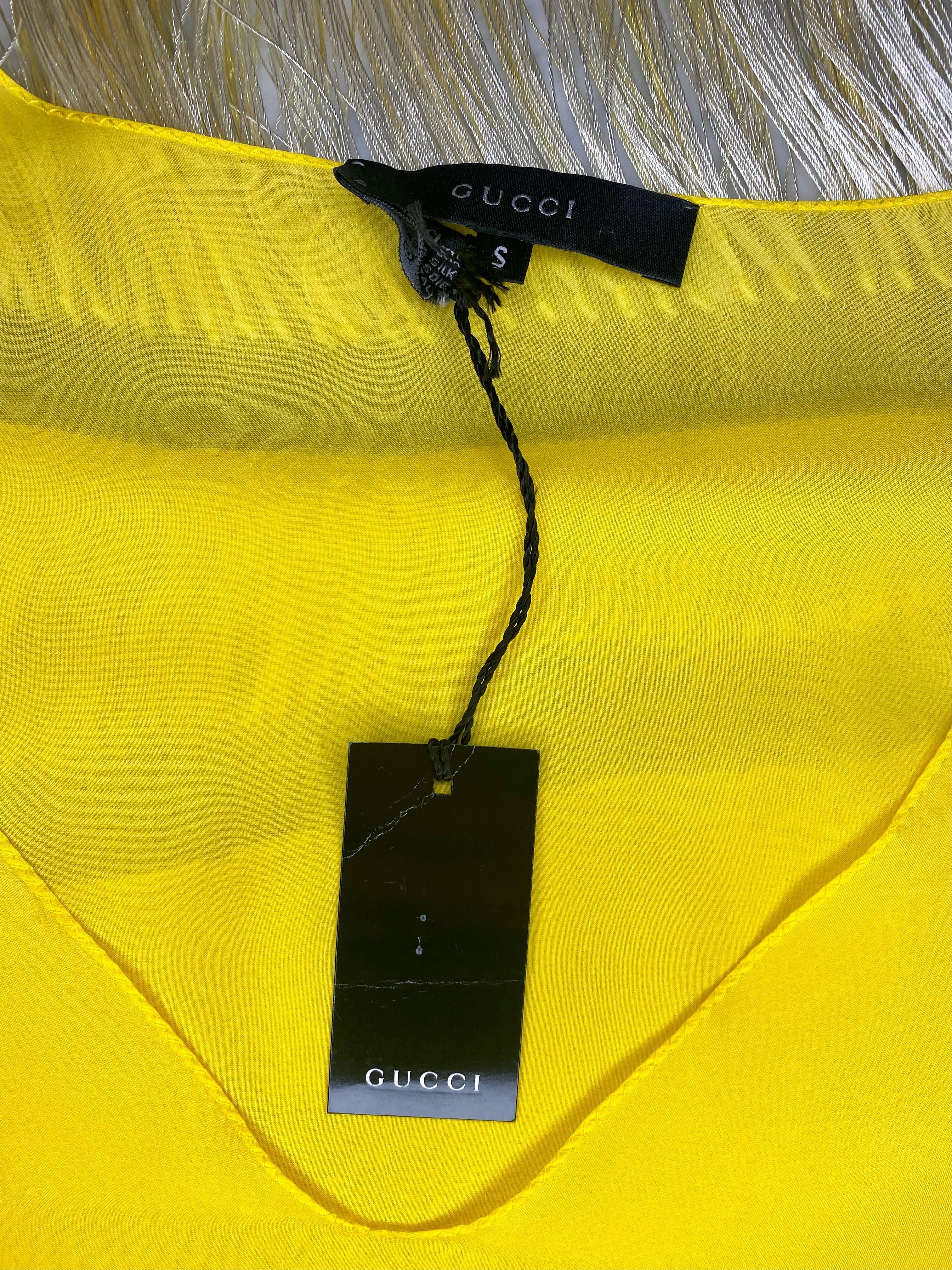 S/S 2004 Gucci by Tom Ford Chain Link Yellow Ombré Fringe Kaftan Cover Up NWT For Sale 6