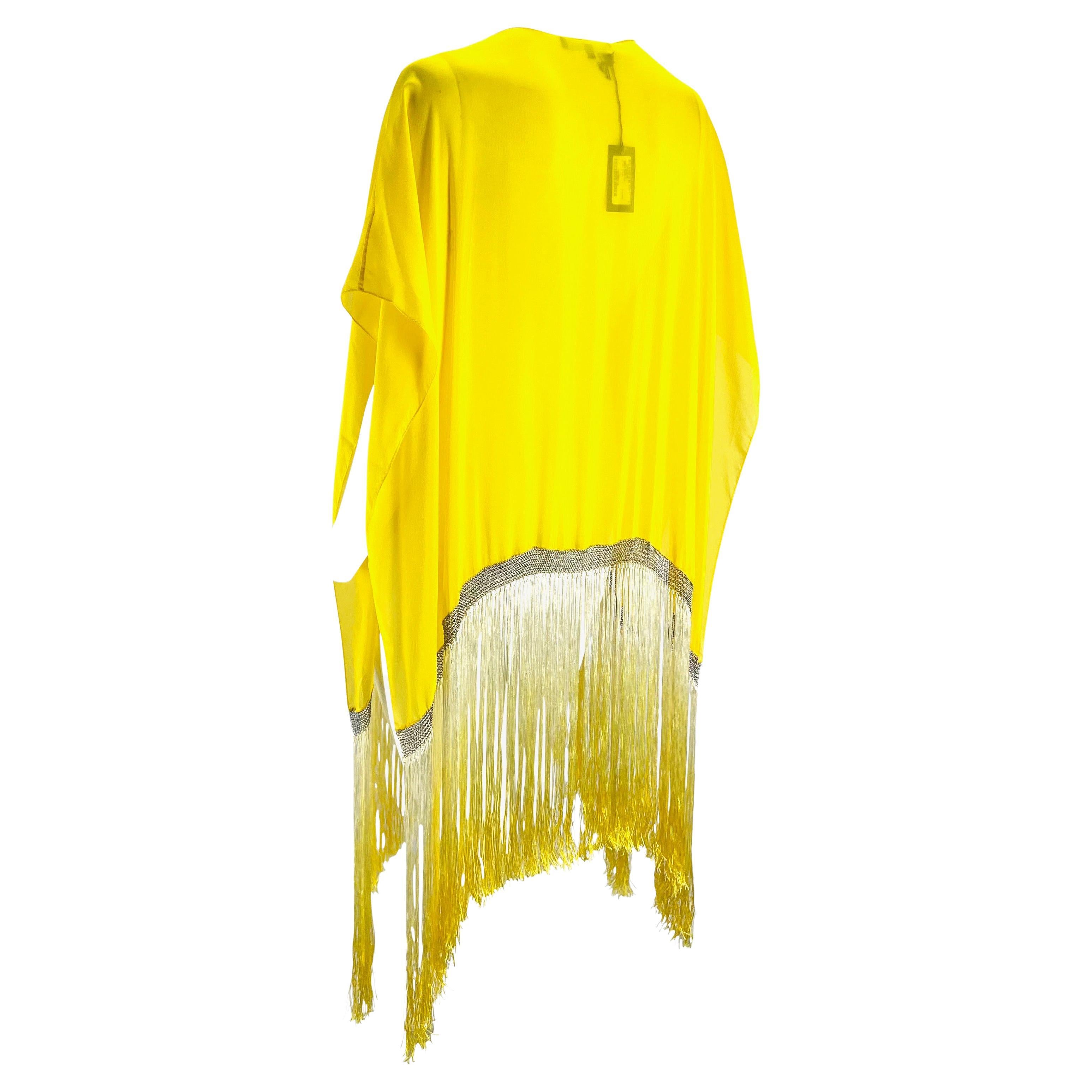 S/S 2004 Gucci by Tom Ford Chain Link Yellow Ombré Fringe Kaftan Cover Up NWT For Sale 2