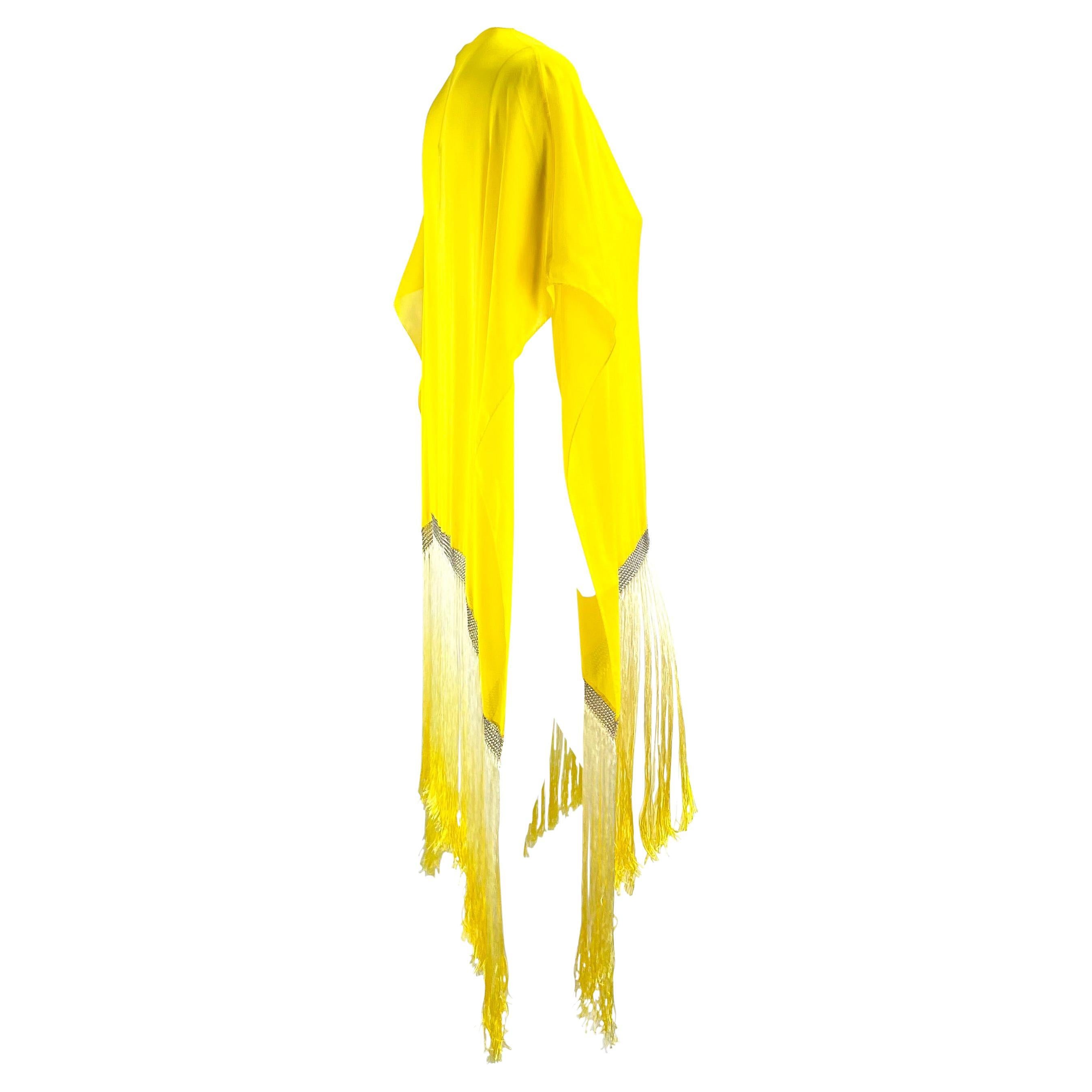 S/S 2004 Gucci by Tom Ford Chain Link Yellow Ombré Fringe Kaftan Cover Up NWT For Sale 4