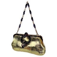 S/S  2004 Gucci by Tom Ford Gold Lizard Leather Enamel Snake Mini Bag