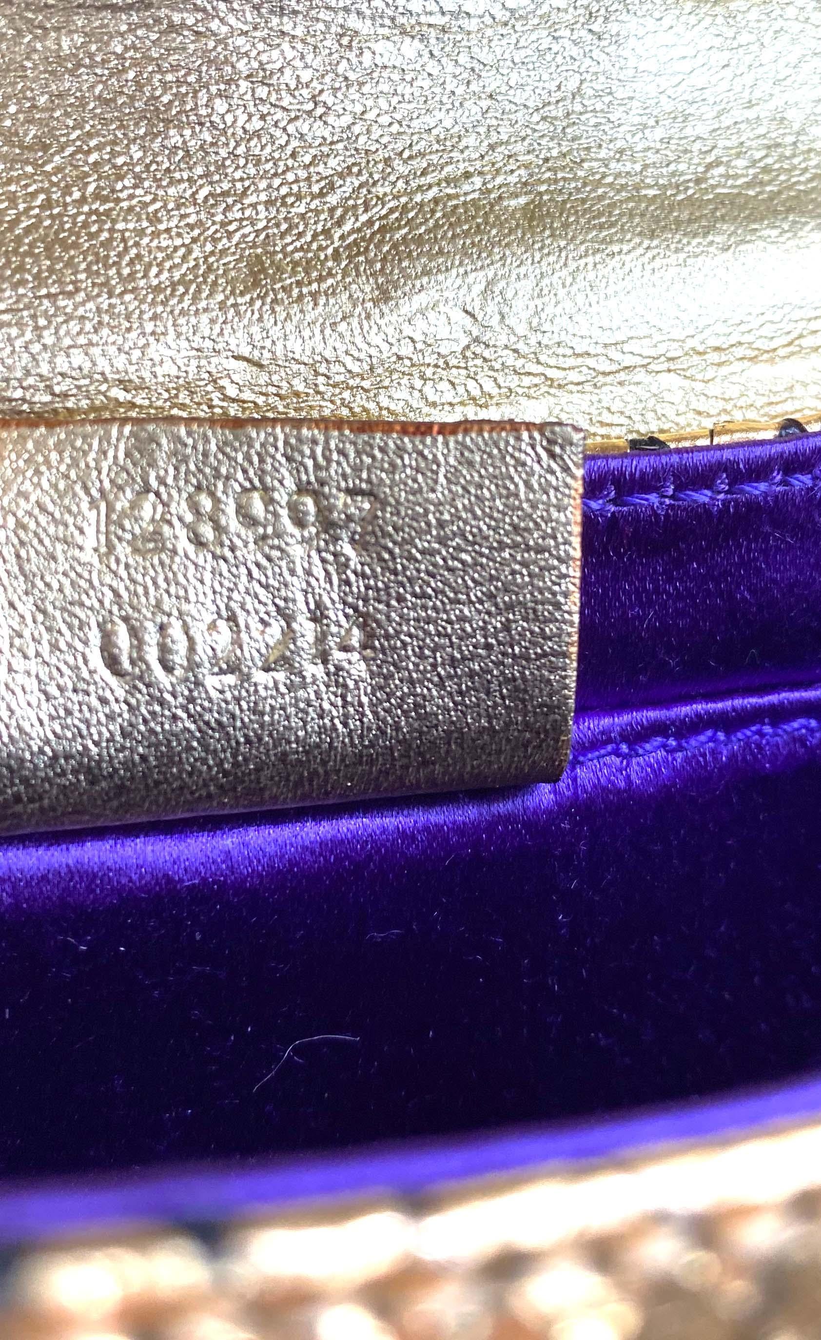 S/S 2004 Gucci by Tom Ford Gold Metallic Purple Enamel Horsebit Mini Clutch  3