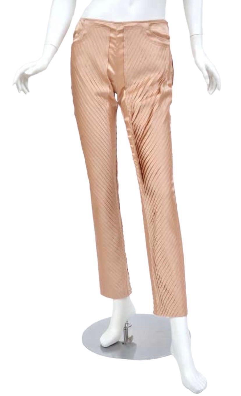 Women's S/S 2004 Gucci by Tom Ford Nude Silk Pants Size 42 NWT For Sale