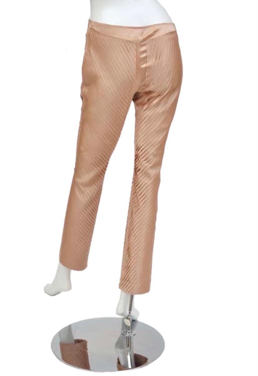 S/S 2004 Gucci by Tom Ford Nude Silk Pants Size 42 NWT For Sale 1