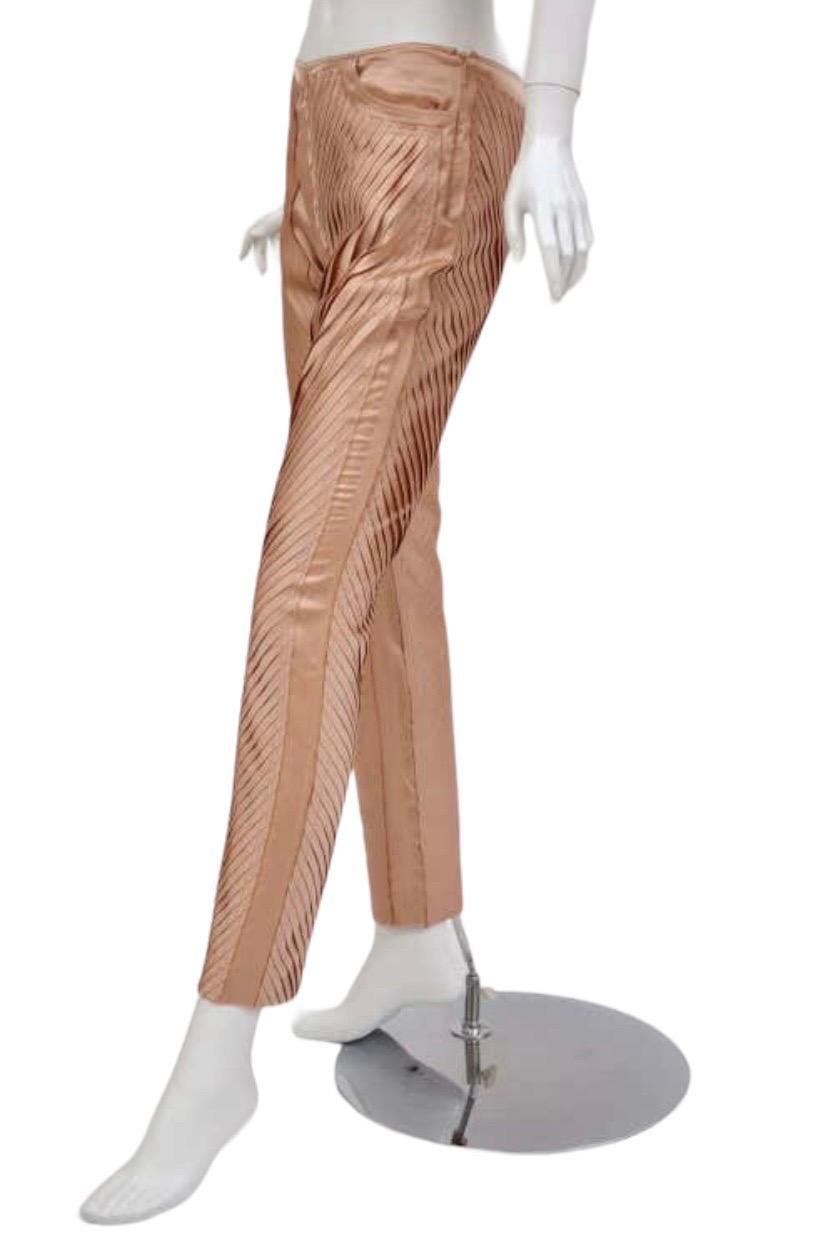 S/S 2004 Gucci by Tom Ford Nude Silk Pants Size 42 NWT For Sale 3