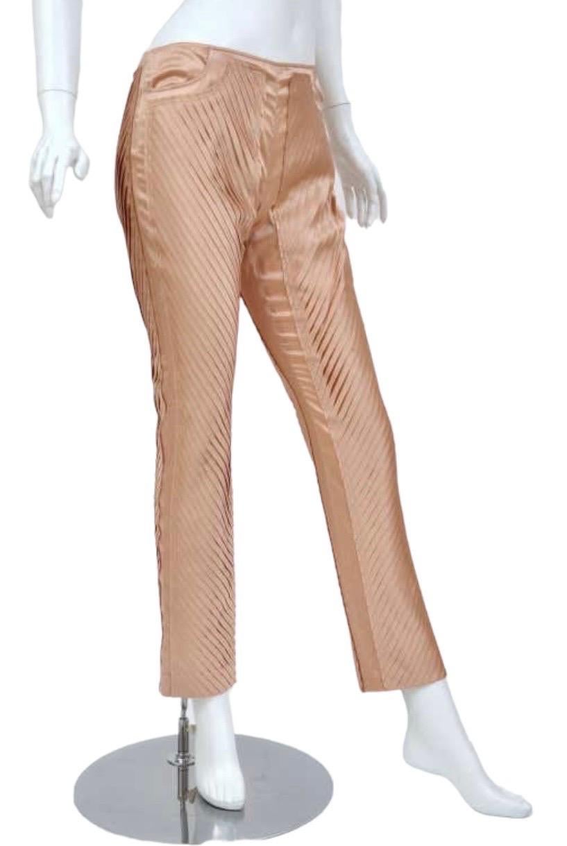 S/S 2004 Gucci by Tom Ford Nude Silk Pants Size 42 NWT For Sale 4
