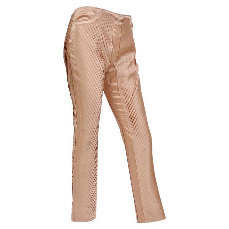 S/S 2004 Gucci by Tom Ford Nude Silk Pants Size 42 NWT For Sale