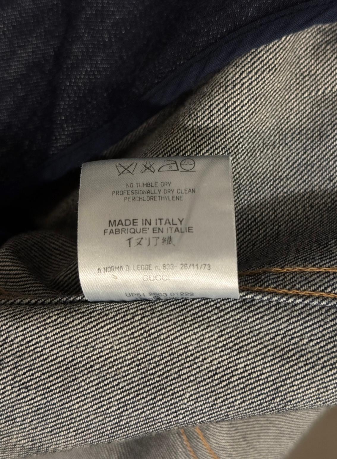 S/S 2004 Gucci by Tom Ford paneled biker denim jacket For Sale 5