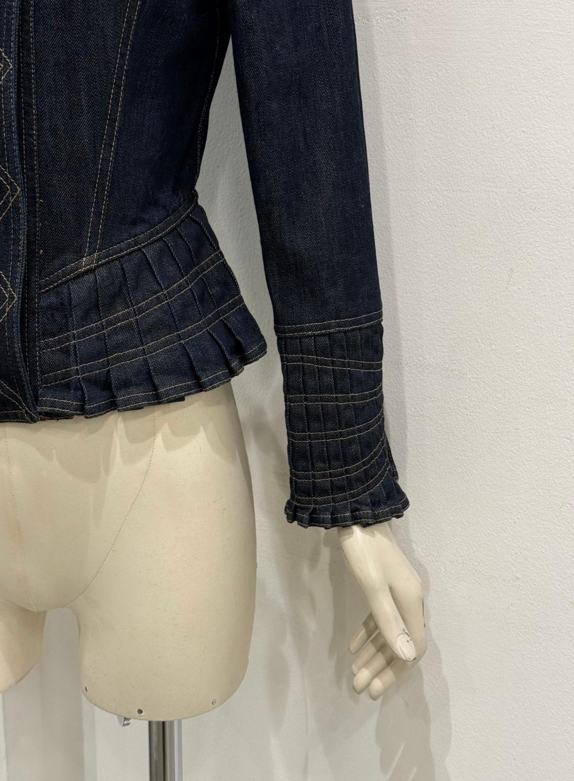 Women's or Men's S/S 2004 Gucci by Tom Ford paneled biker denim jacket For Sale