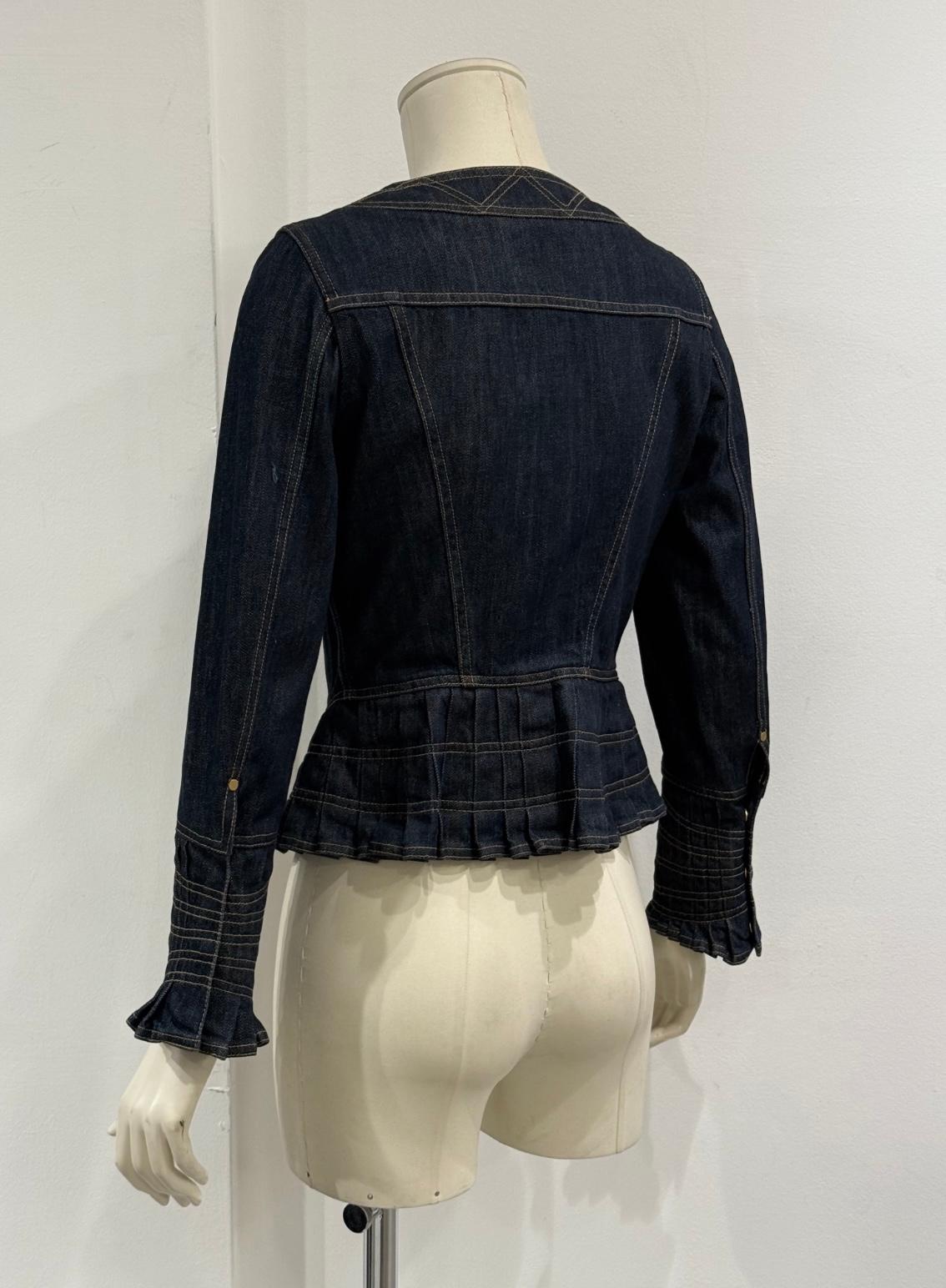 S/S 2004 Gucci by Tom Ford paneled biker denim jacket For Sale 2