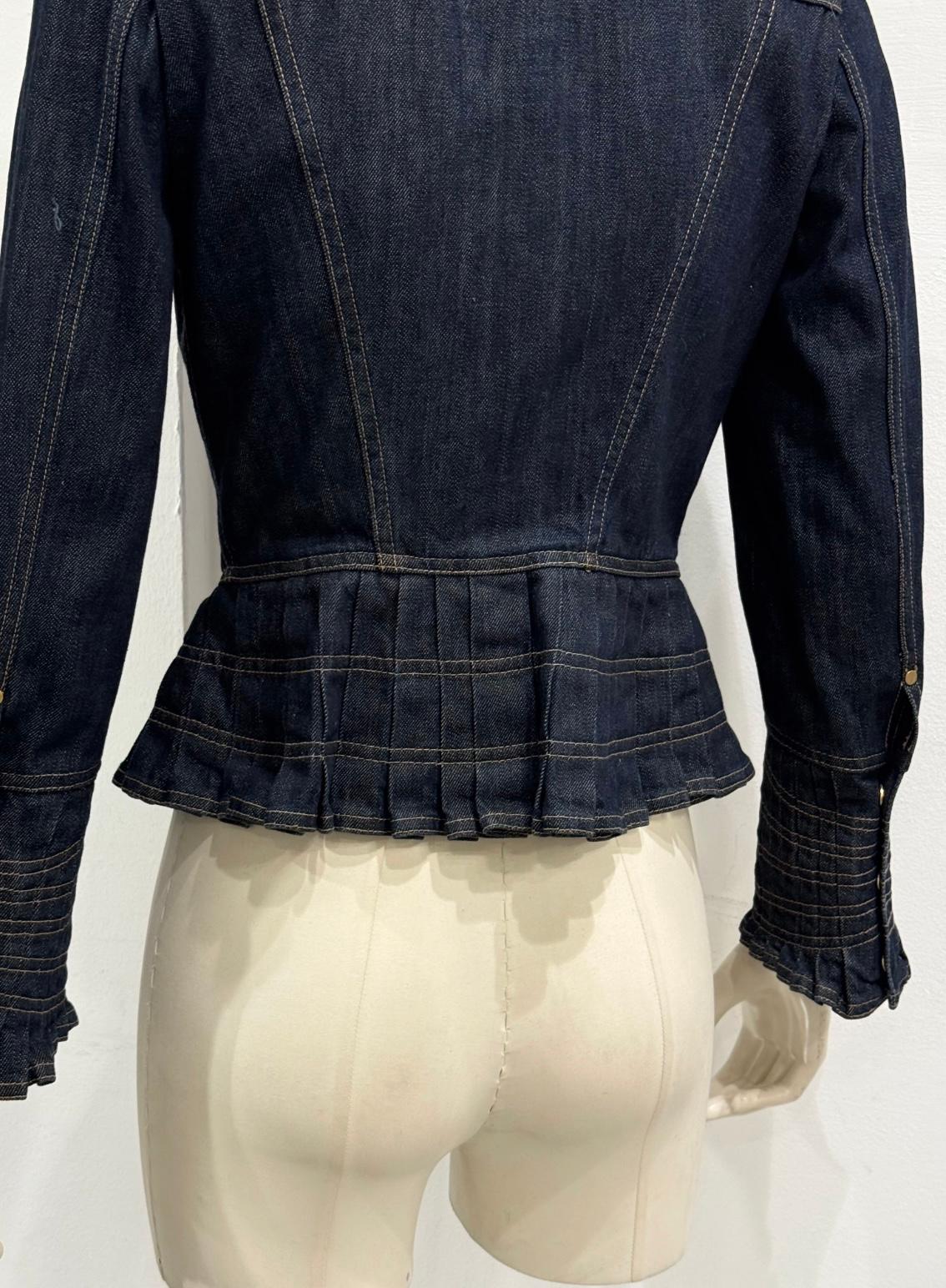 S/S 2004 Gucci by Tom Ford paneled biker denim jacket For Sale 3