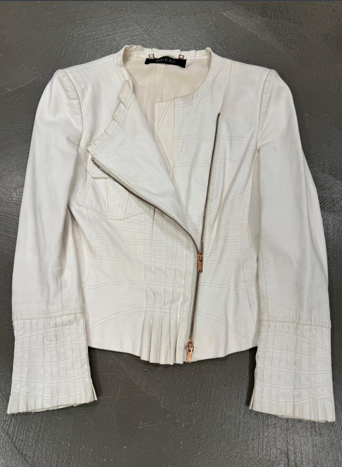 Gray S/S 2004 Gucci by Tom Ford - Veste en cuir à panneaux en vente