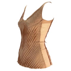 S/S 2004 Gucci by Tom Ford Pleated Blush Sheer Panel Tank Top