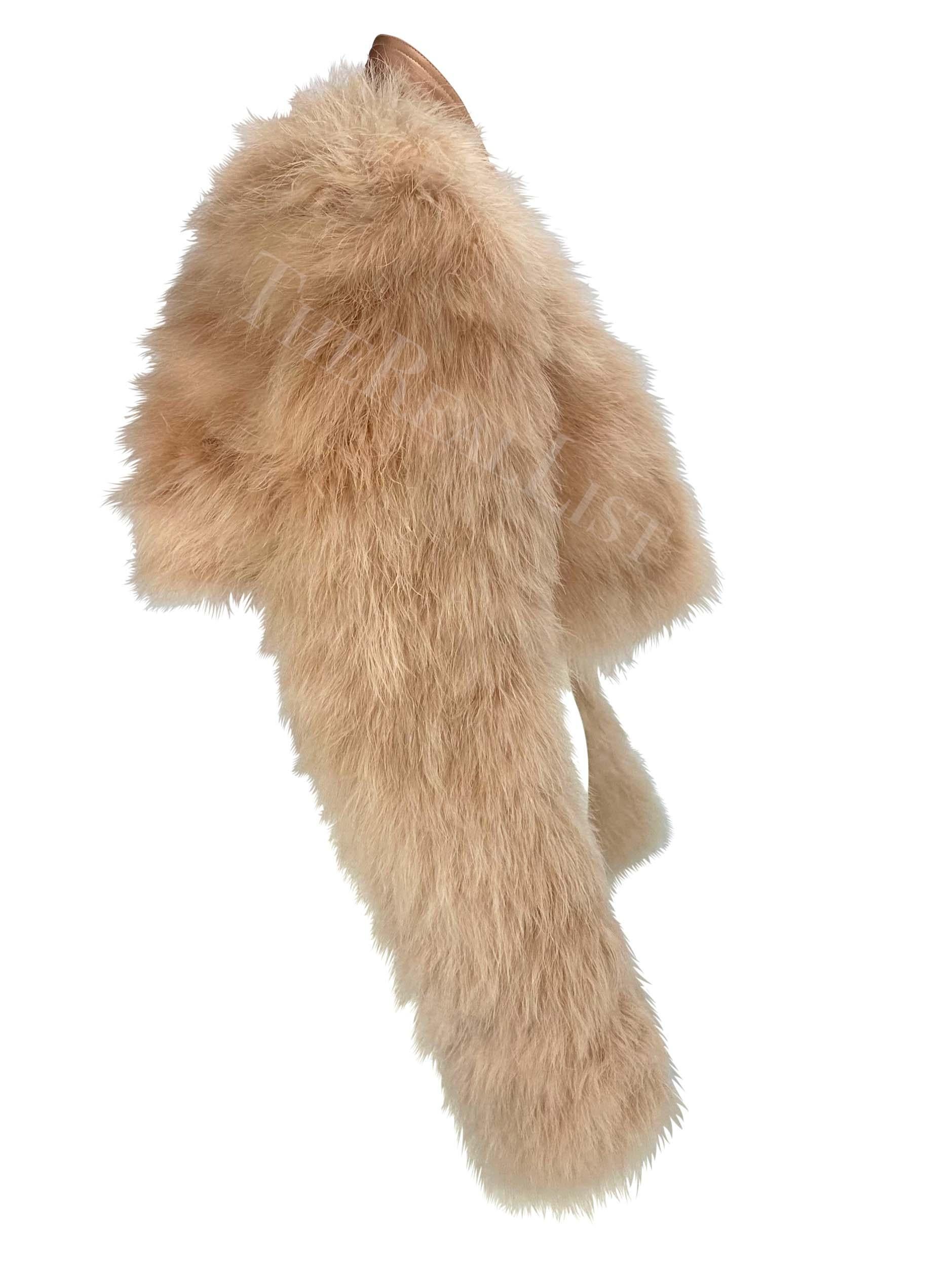 S/S 2004 Gucci by Tom Ford Runway Ad Blush Pink Marabou Feather Crop Jacket For Sale 5