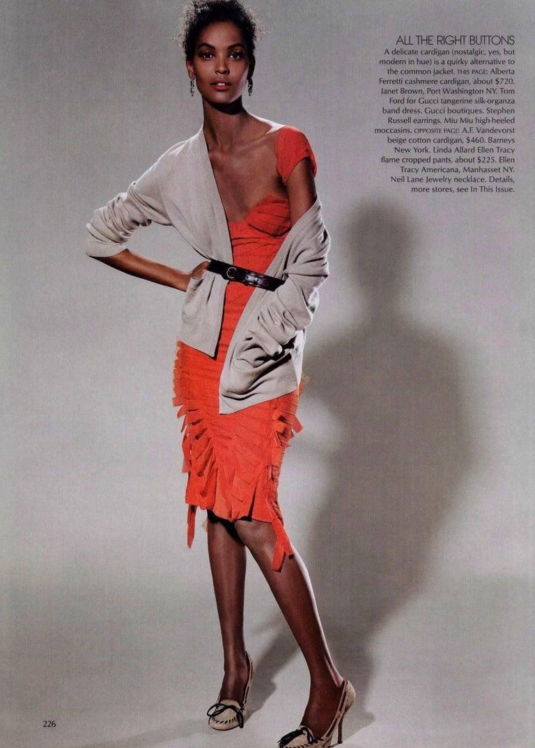 S/S 2004 Gucci by Tom Ford Runway Ad Bright Orange Raw Silk Ribbon Dress In Excellent Condition In West Hollywood, CA