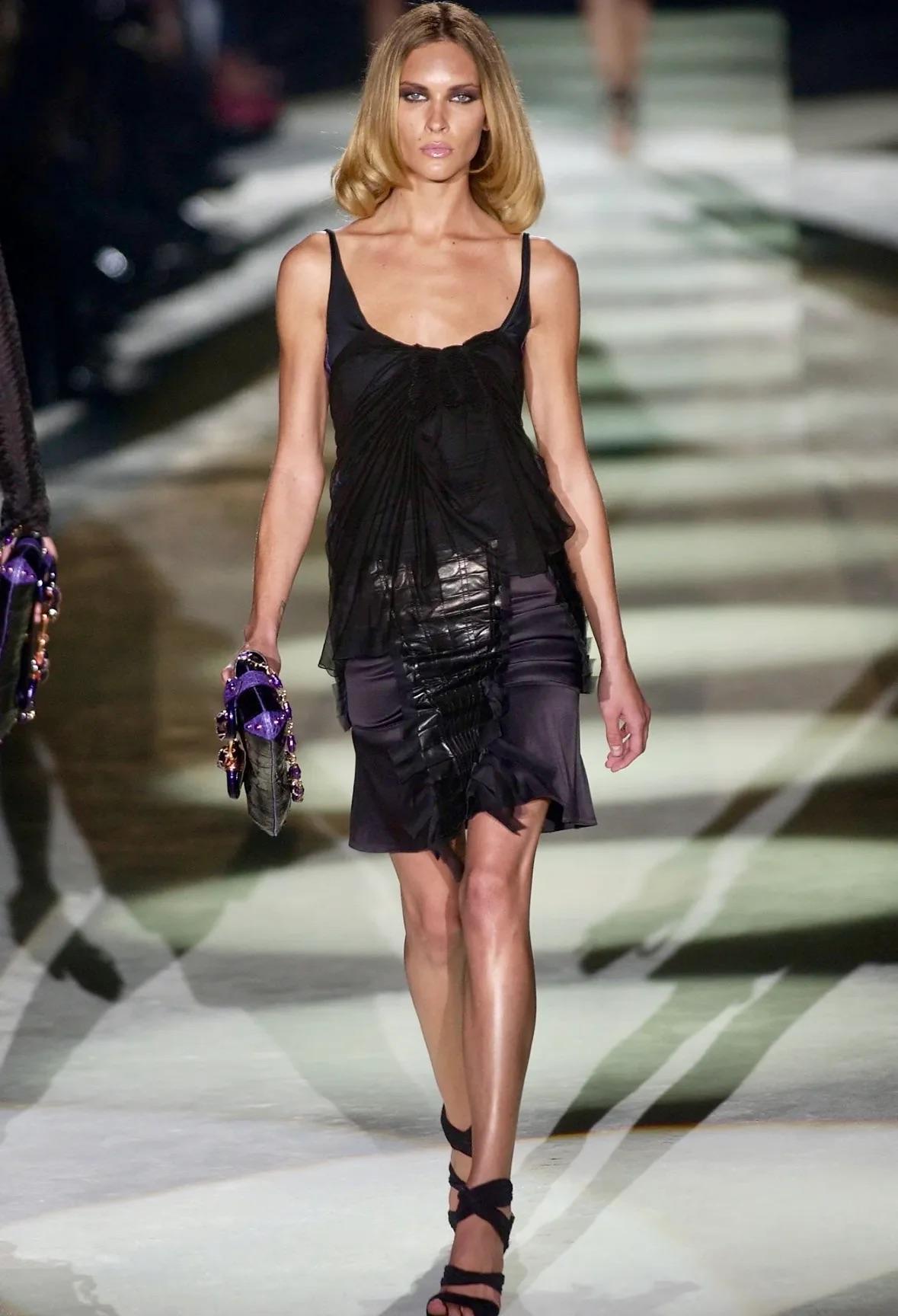 S/S 2004 Gucci for Tom Ford Laufsteg Alligator lila schwarz XL Horsebit Tasche Damen im Angebot