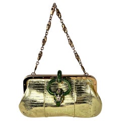 S/S 2004 Gucci by Tom Ford Runway Gold Lizard Skin Snake Convertible Bag 