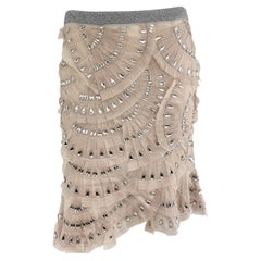 S/S 2004 Gucci by Tom Ford Runway Pale Pink Fan Pleated Silk Rhinestone Skirt