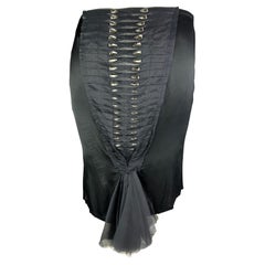 S/S 2004 Gucci by Tom Ford Runway Rhinestone Black Silk Pleated Bodycon Skirt