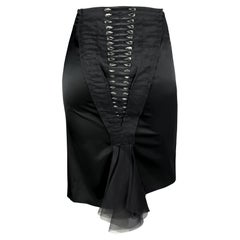 S/S 2004 Gucci by Tom Ford Runway Rhinestone Black Silk Pleated Bodycon Skirt