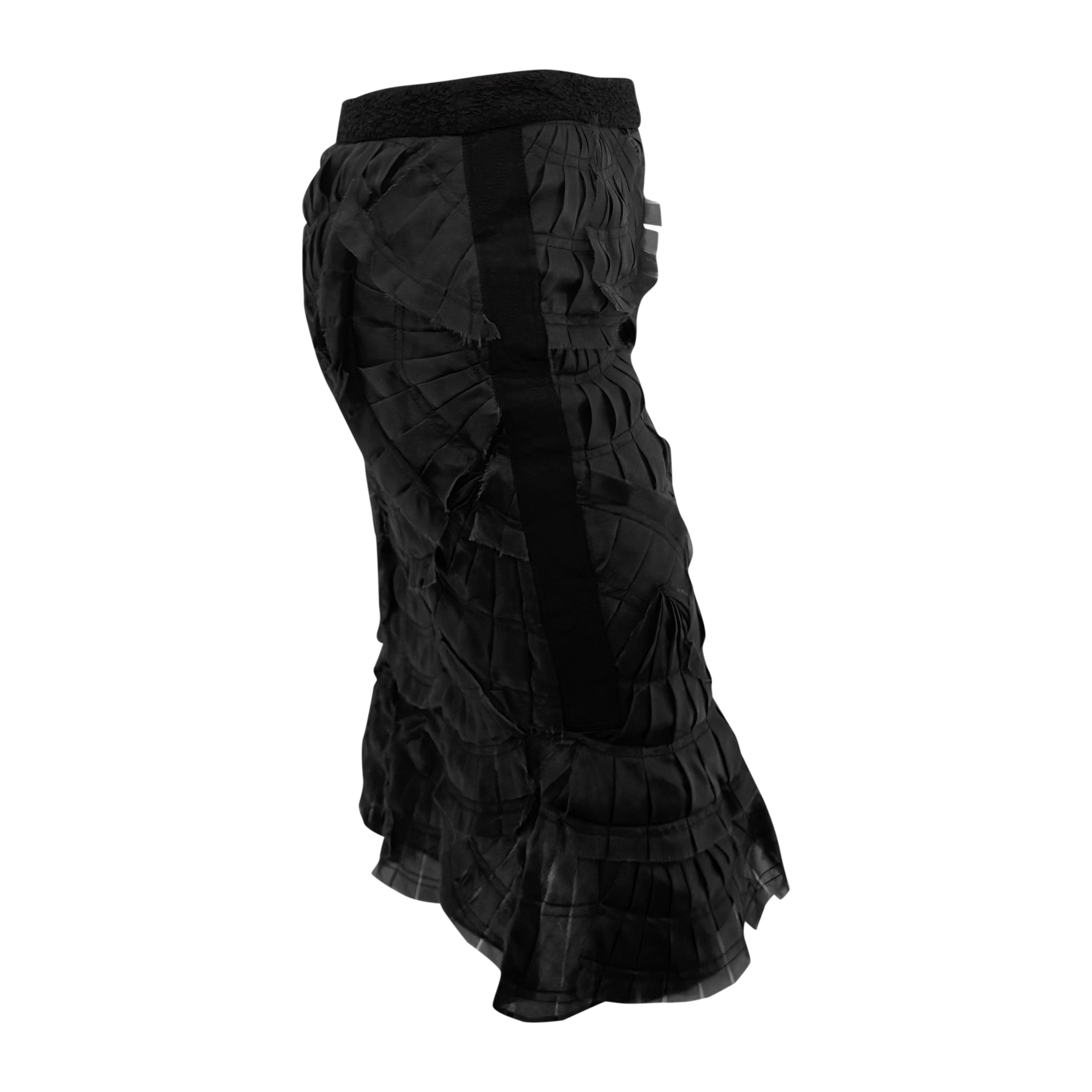S/S 2004 Gucci by Tom Ford Runway Sheer Black Fan Pleated Silk Pencil Skirt For Sale 3
