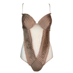 S/S 2004 Gucci by Tom Ford Runway Sheer Nude Mesh Bodysuit Top