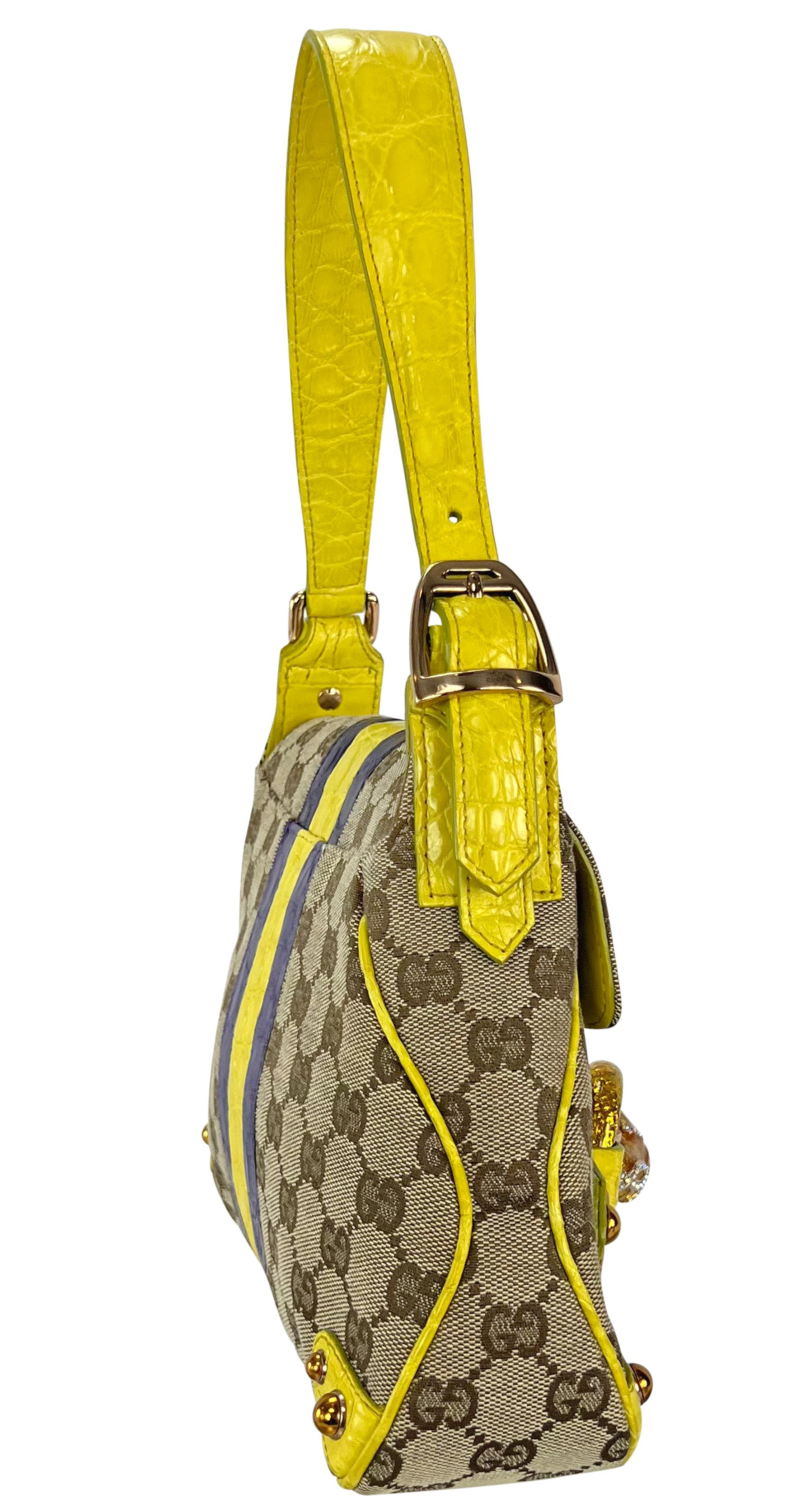 S/S 2004 Gucci by Tom Ford Yellow Alligator Serpent Horsebit Small Shoulder Bag For Sale 6
