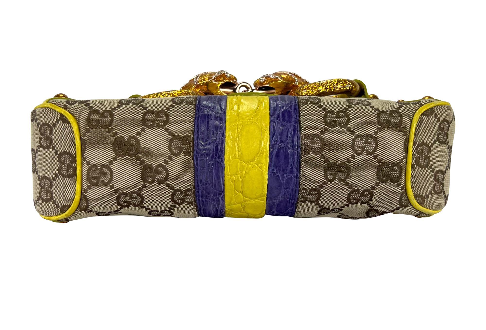 S/S 2004 Gucci by Tom Ford Yellow Alligator Serpent Horsebit Small Shoulder Bag For Sale 9
