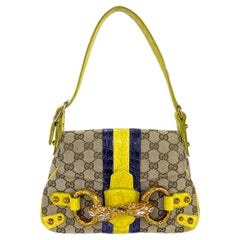 S/S 2004 Gucci by Tom Ford Yellow Alligator Serpent Horsebit Small Shoulder Bag