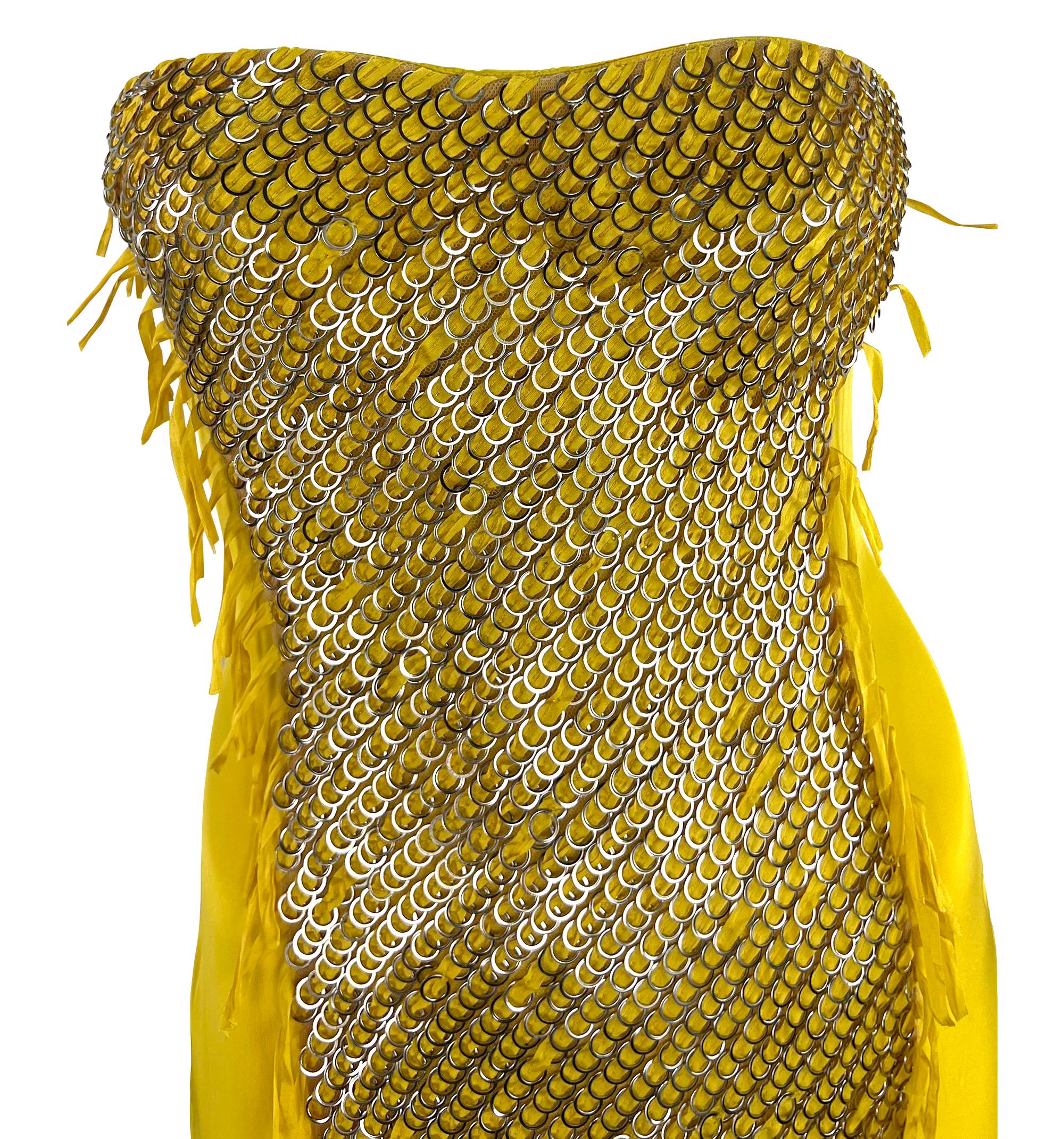 S/S 2004 Gucci by Tom Ford Yellow Strapless Metal Ring Runway Ad Mini Dress Pour femmes en vente