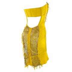 S/S 2004 Gucci by Tom Ford Yellow Strapless Metal Ring Runway Ad Mini Dress