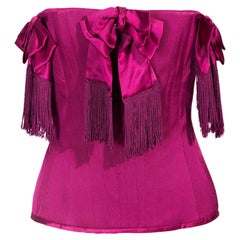 S/S 2004 John Galliano Rich Pink Strapless Bow Bustier Top