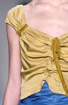 S/S 2004 Louis Vuitton by Marc Jacobs Laufsteg-Bluse aus dunkelblauem Satin-Samt mit Krawatte