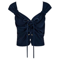 S/S 2004 Louis Vuitton by Marc Jacobs Laufsteg-Bluse aus dunkelblauem Satin-Samt mit Krawatte