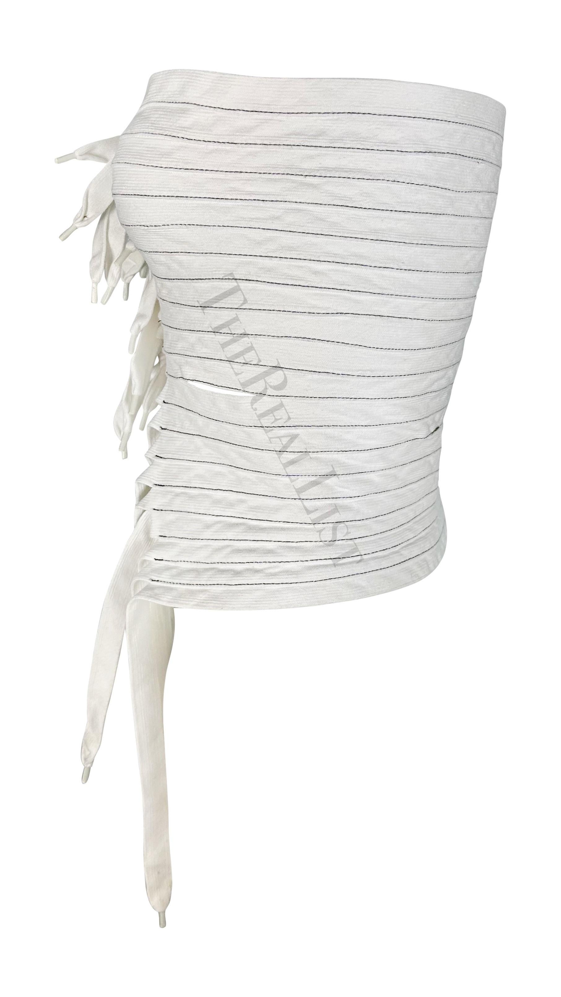 S/S 2004 Margiela Haute Couture Artisanal Repurposed Shoelace White Crop Top  1