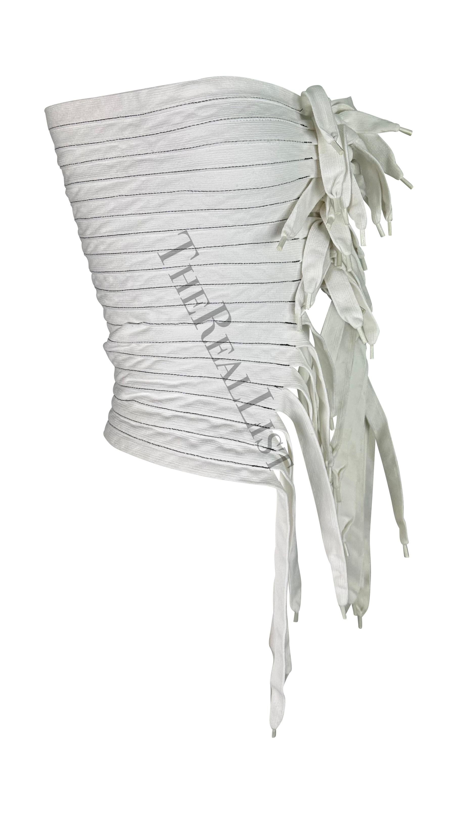 S/S 2004 Margiela Haute Couture Artisanal Repurposed Shoelace White Crop Top  4